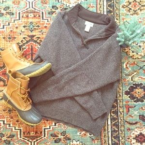 L.L. Bean Men's Gray Half-Zip Wool Sweater